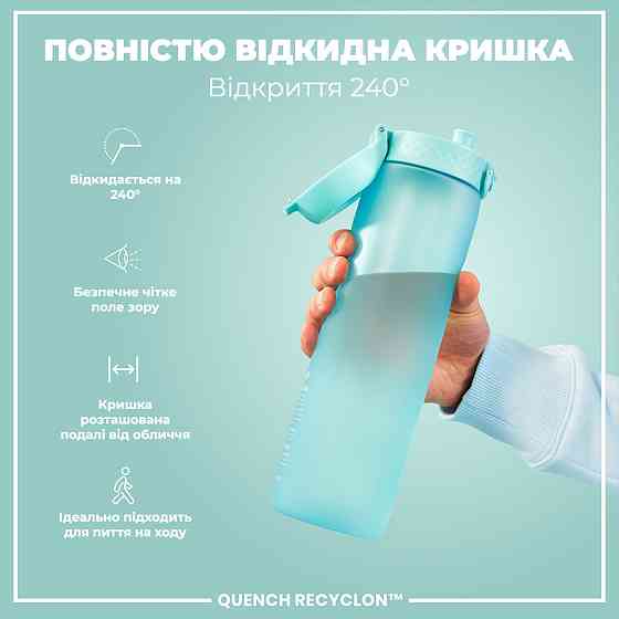Пляшка для води ION8 1000 мл. BPA Free, Times To Drink, (ЕКО пляшка) BPA Free, Sonic Blue Кам'янське