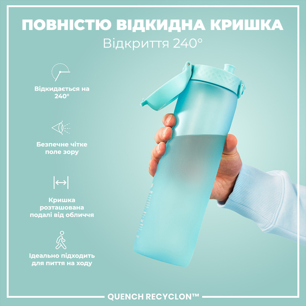 Пляшка для води ION8 1000 мл. BPA Free, Times To Drink, (ЕКО пляшка) BPA Free, Sonic Blue Каменское - изображение 3