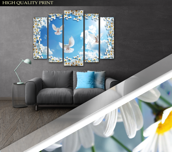 Модульна картина у вітальню / спальню Небо Ромашки Art-371_5 ( 80х118см ) Київ