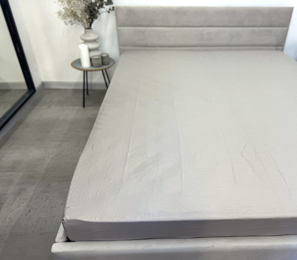 Ecotton Простирадло на резинці Ecotton 180х200 см із сатину (арт. 15-4503 Chateau Grey) молочно Коломия - фото 3