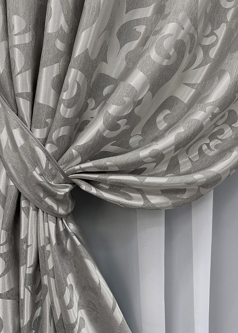 Комплект готових штор VR-Textil Жакард Вензель № 293ш Сірий 100х270 см 2 шт (31-040) Киев - изображение 13