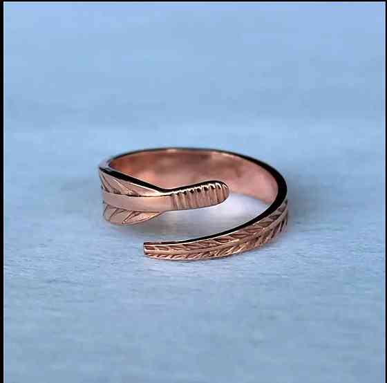 Медное регулируемое кольцо с узором листьев Киев