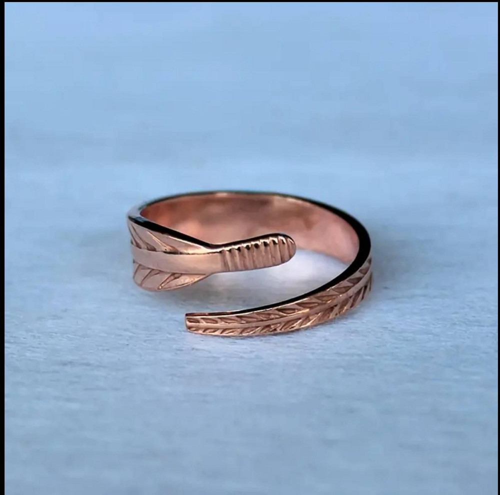 Медное регулируемое кольцо с узором листьев Киев - изображение 3