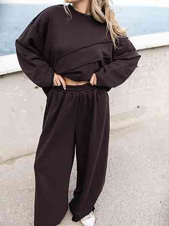 Женский стильный оверсайз костюм двойка: кофта и штаны турецкая трехнить петля пенье Одесса