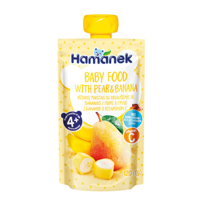 Детское пюре Hamanek Pouch груша і банан, 120 г (8595139780432) Винница - изображение 1
