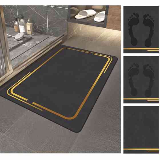 Суперпоглинаючий Діатомітовий Килимок Aquarius для ванної 40 х 60 см Графітовий Мармур Буча