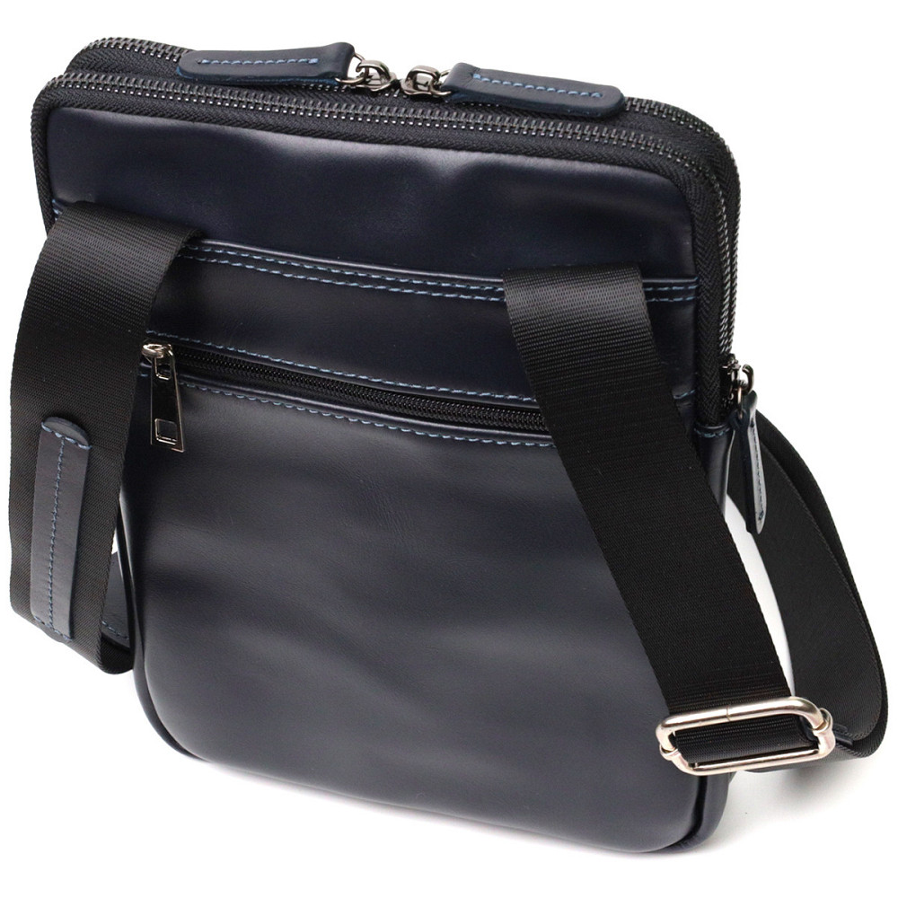 Стильная мужская сумка через плечо из натуральной кожи Синяя (SHVIGEL) Киев - изображение 6