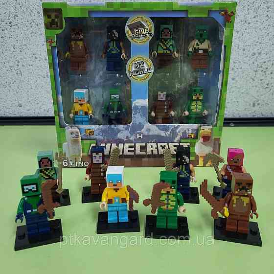 Фігурки Minecraft набір 8 шт + зброя, на підставках 2911-2 Хмельницький