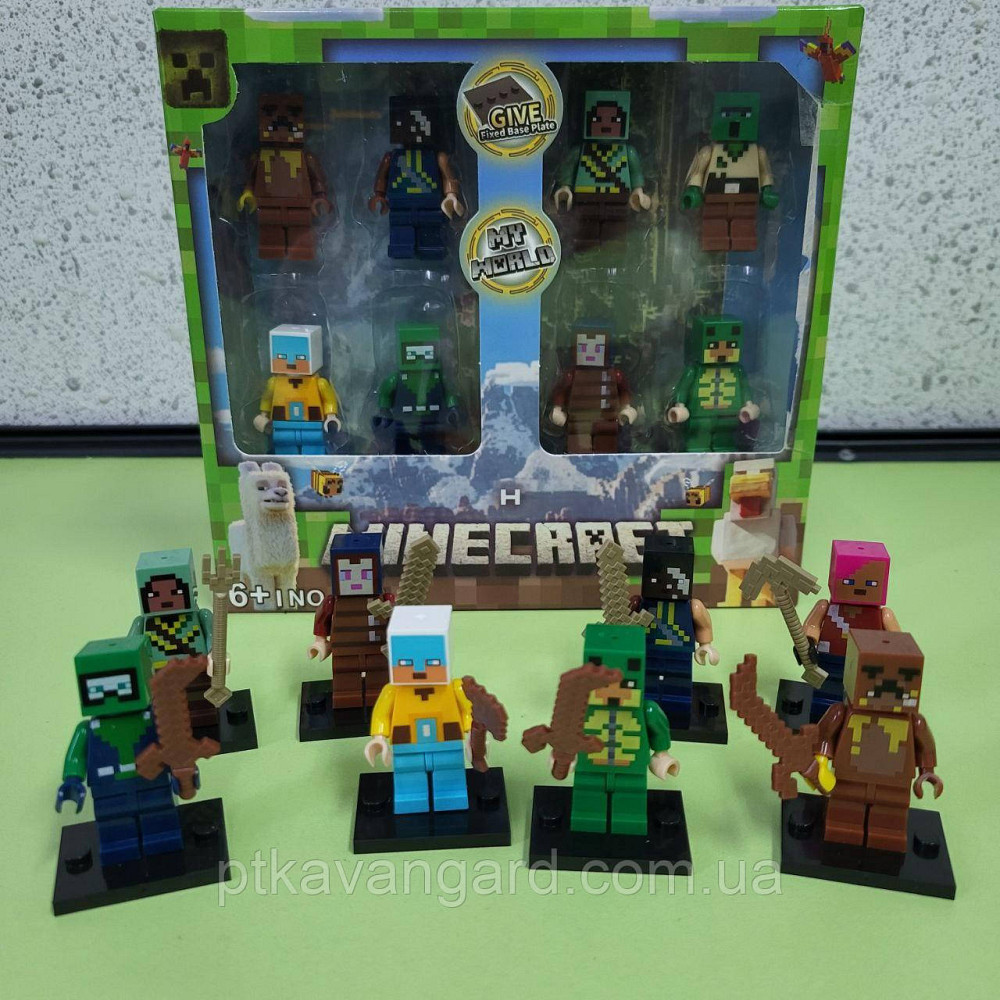 Фігурки Minecraft набір 8 шт + зброя, на підставках 2911-2 Хмельницький - фото 2