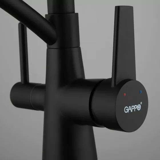 Змішувач для кухні під фільтр GAPPO G4398-16 з гнучким виливом, чорний Київ