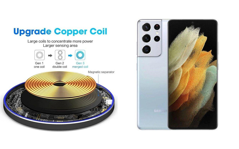 Бездротовий зарядний пристрій Copper до 30W для nubia Z40 Pro, USB-C, LED Київ - фото 2