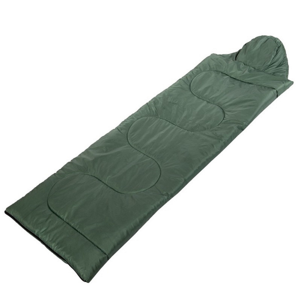 Спальный мешок одеяло с капюшоном 320г/м2, 190+30х75см, t от -9 до +15 зеленый Киев - изображение 1
