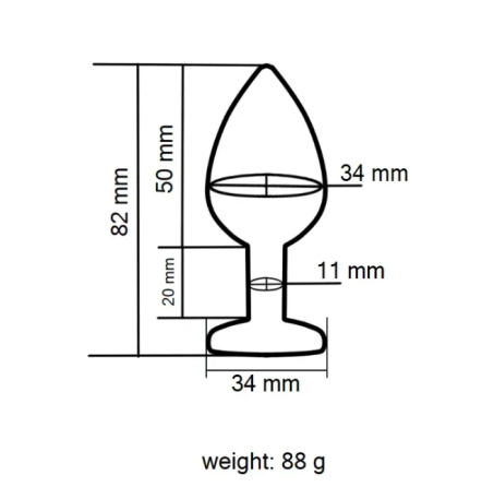 Анальна пробка із кристалом EGZO - Silver Round Plug Black size M Sex Aura Київ