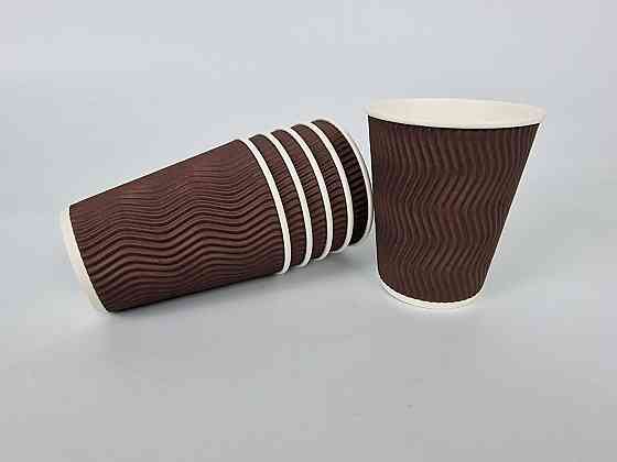 Склянка гофрована 400 мл (12oz) Коричнева (15 шт.) Харків