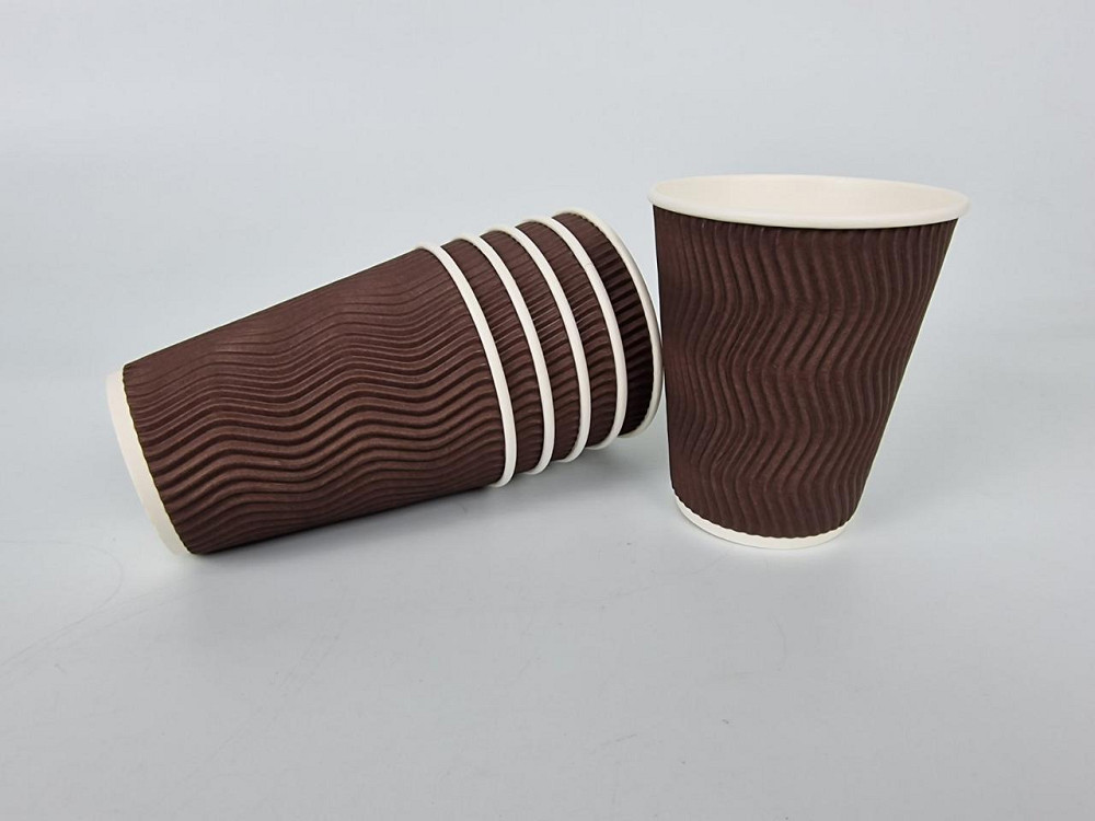 Склянка гофрована 400 мл (12oz) Коричнева (15 шт.) Харків - фото 1