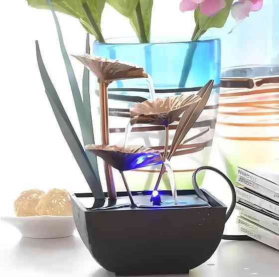 Настольный фонтан RESTEQ с подсветкой — декоративный мини водопад для дома и офиса, интерьерный увлажнитель воздуха Киев