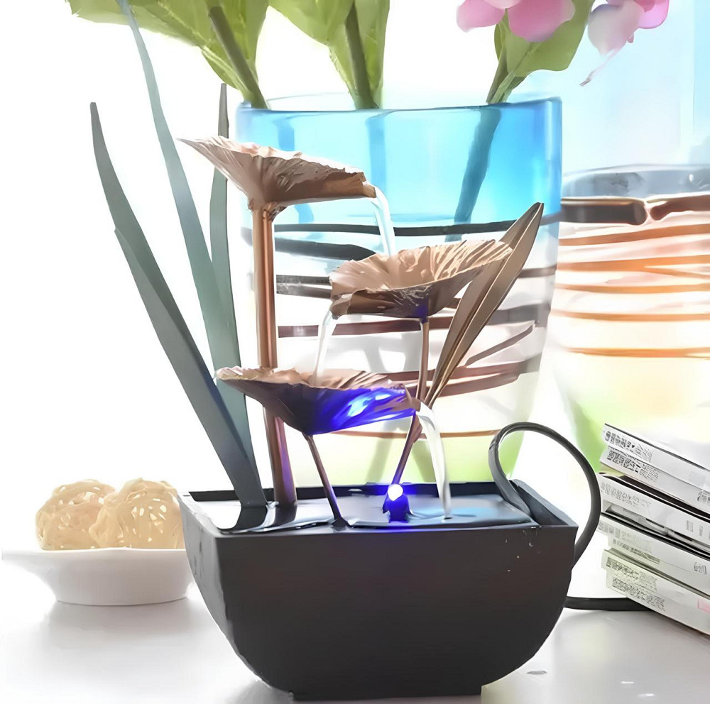 Настольный фонтан RESTEQ с подсветкой — декоративный мини водопад для дома и офиса, интерьерный увлажнитель воздуха Киев - изображение 5