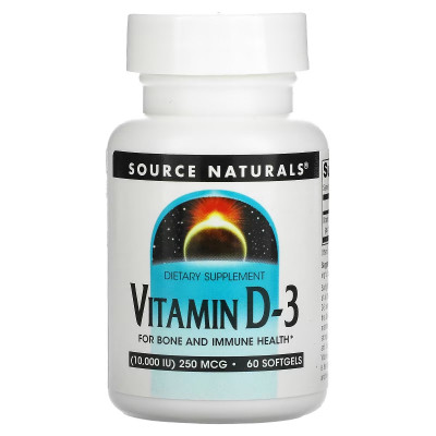 Витамин Source Naturals Витамин D-3, 10000 МЕ, Vitamin D-3, 60 гелевых капсул (SN2791) Винница - изображение 1