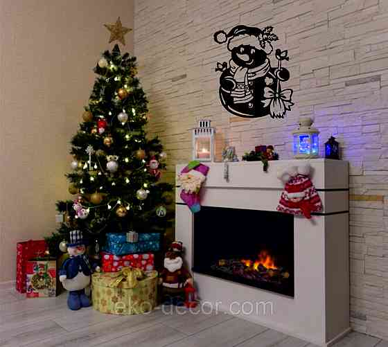 Декоративное настенное Панно «Снеговик», Декор на стену 70*60 см, Черный Киев