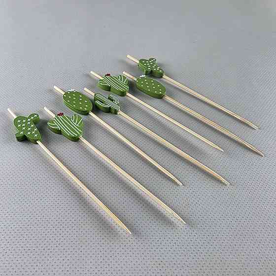 Шпажка для прикрашання страв 12 см "Кактус зелений" 100 шт (1 пачка) Харків