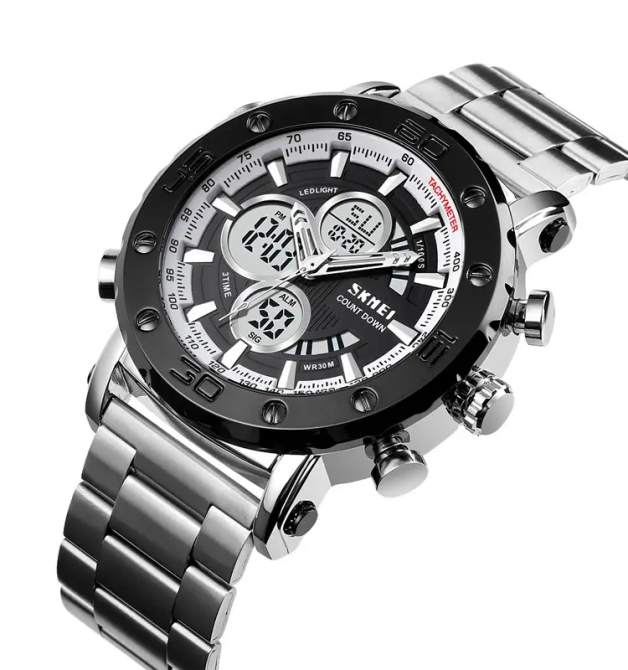 Мужские часы Skmei 1636 с браслетом Серебристый с белым Винница - изображение 3