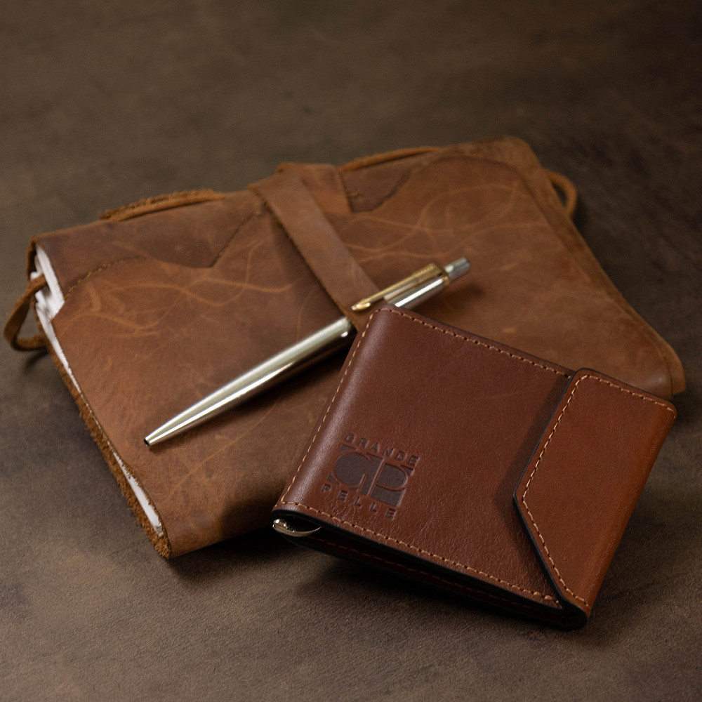 Мужской вместительный зажим для денег GRANDE PELLE 11522 Коричневый Киев - изображение 10