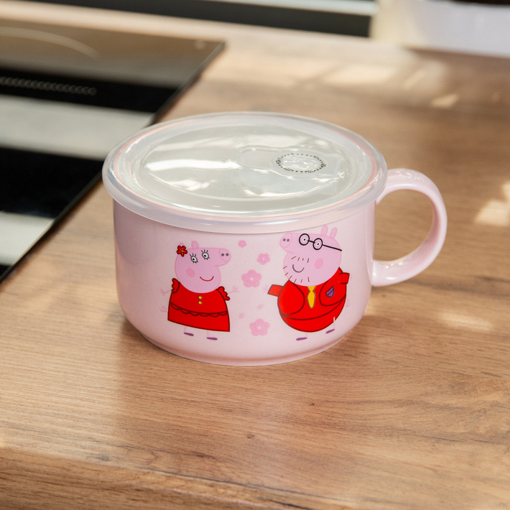 Розовая фарфоровая миска для лапши с крышкой 770 мл Киев - изображение 2