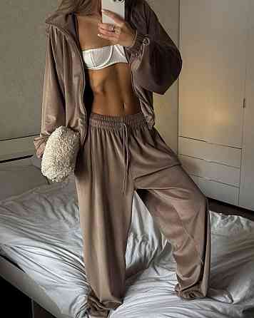 Жіночий стильний костюм оверсайз: кофта та штани турецький велюр спорт Моко Одеса