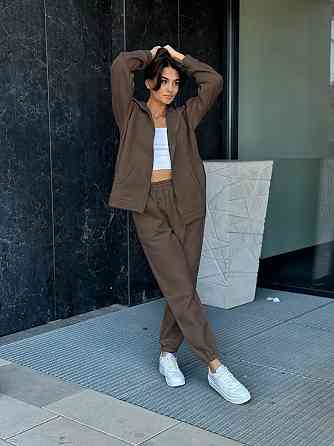 Теплый спортивный костюм женский на змейке Коричневый 50/52 Харьков