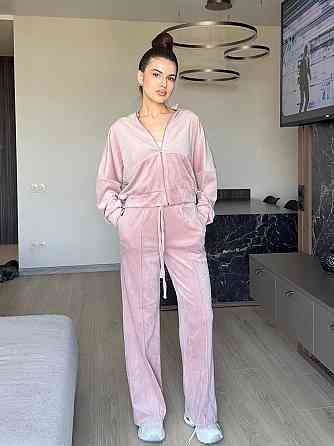 Женский прогулочный костюм двойка: кофта и штаны королевский велюр Пудра, 42/44 Одесса