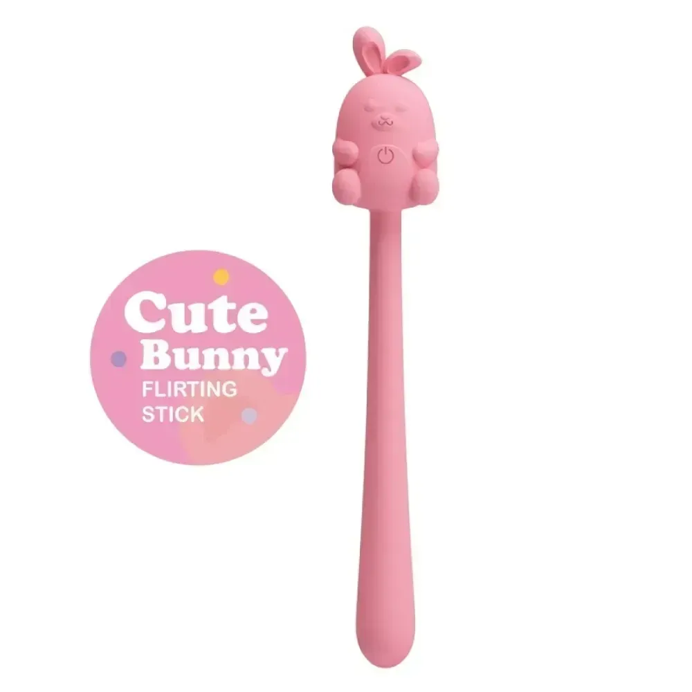 Міні-вібратор на паличці Pretty Love Cute Bunny, гнучкий, рожевий, 14,2 × 1,8 см Sex Aura Київ - фото 2