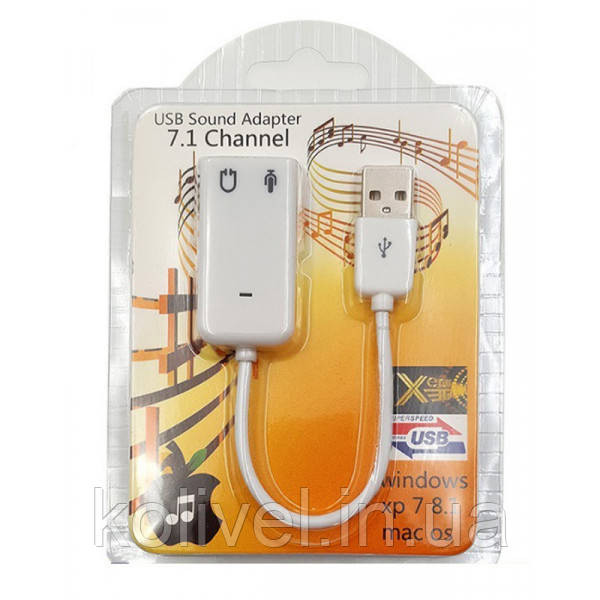 Звукова плата USB, Virtual 7.1 Channel, RTL (B00516) Київ - фото 1