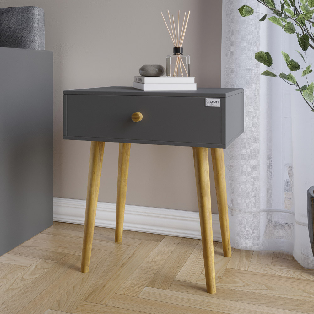 Тумба приліжкова LION Хьюге-4 Антрацит (LION-041011) ТОП Львів - фото 1