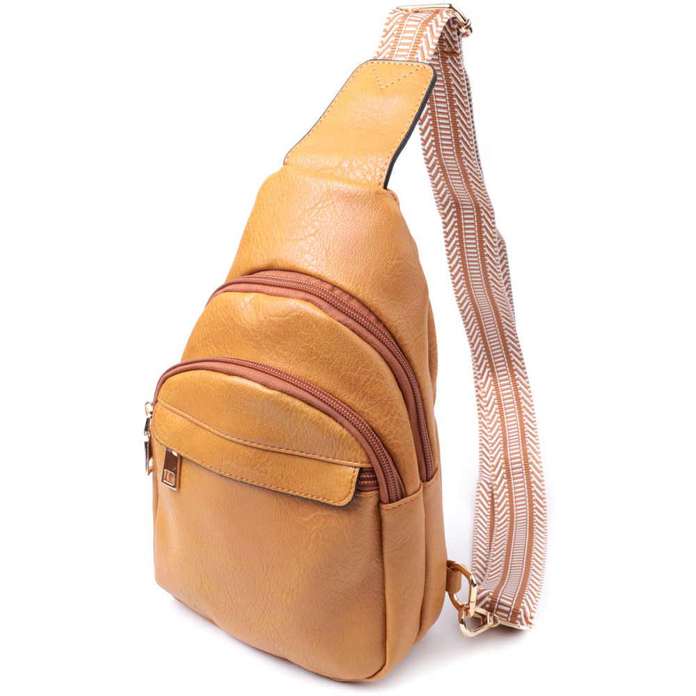 Яскрава жіноча сумка через плече з отвором для навушників з екошкіри Vintage 22788 Жовтий Київ - фото 1