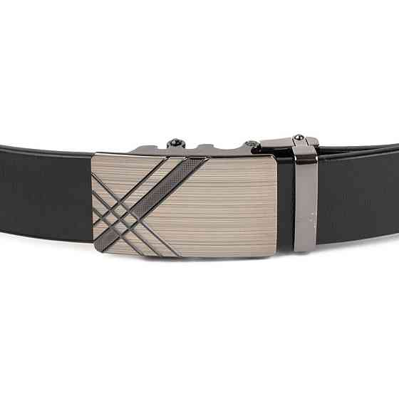 Ремень мужской c затемненной металлической пряжкой Vintage 20208 Черный Киев