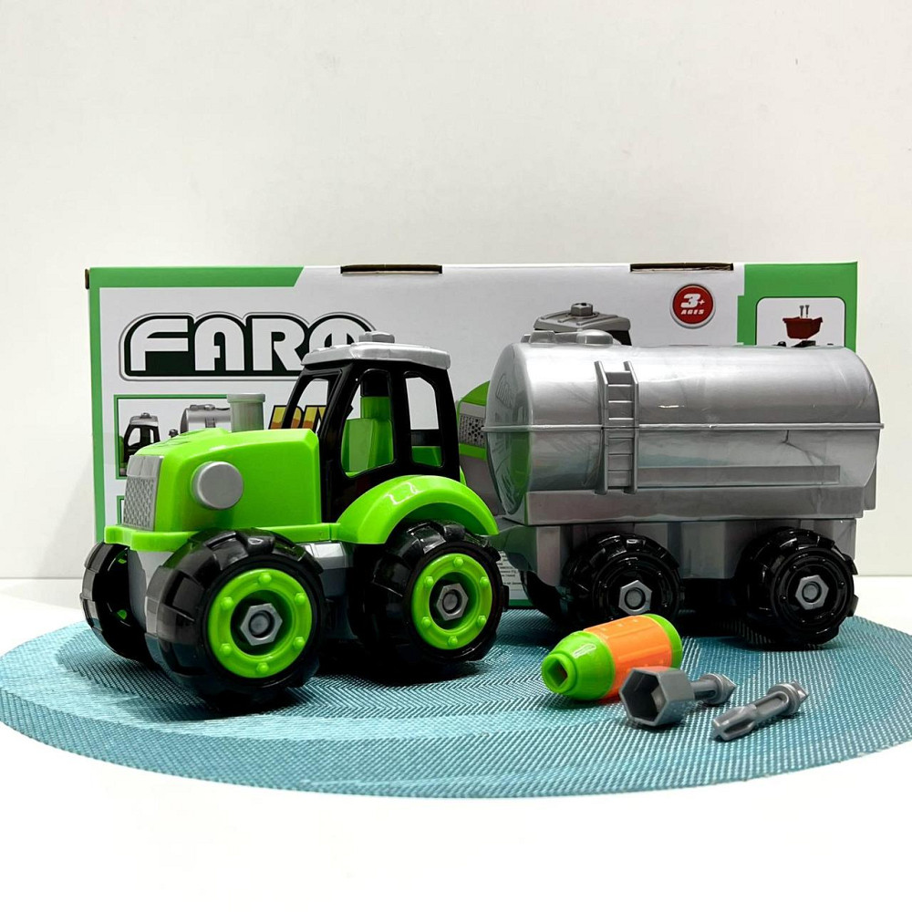 Трактор конструктор на шурупах із причепом 32 см Зелено-сірий (0488-801-2-3) Чернигов - изображение 1