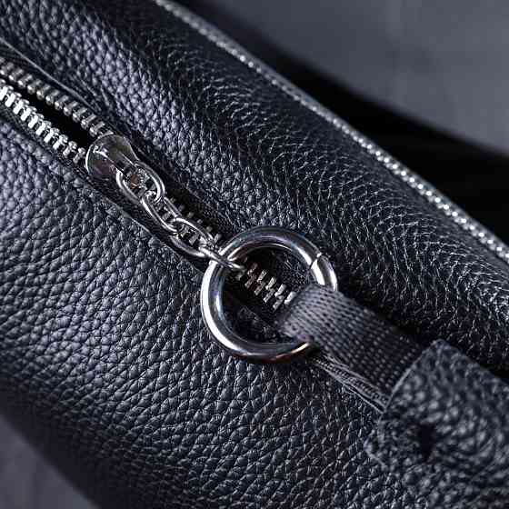 Женская сумка с округленными краями из натуральной кожи Черная (Vintage) Киев