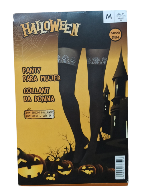 Женские колготы с Черепами блестящие для Хэллоуина 50\20den М 42-44 Италия черный Киев - изображение 4