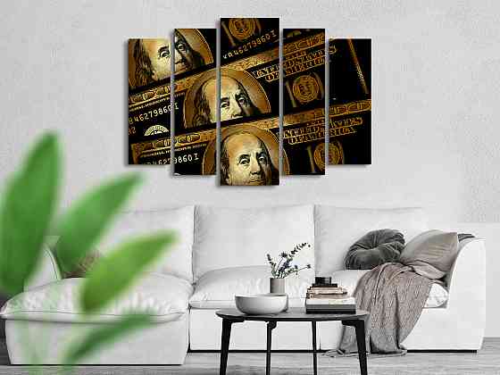 Модульна картина у вітальню / спальню Золоті долари Art-274_5 ( 80х118см ) Київ
