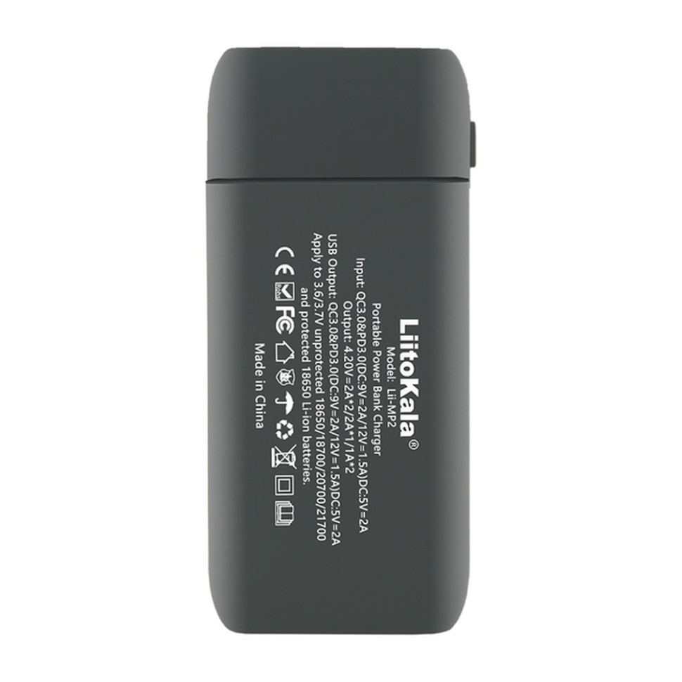 Зарядное устройство-павербанк LiitoKala Lii-MP2 для аккумуляторов на 2 канала (Серый) Винница - изображение 2