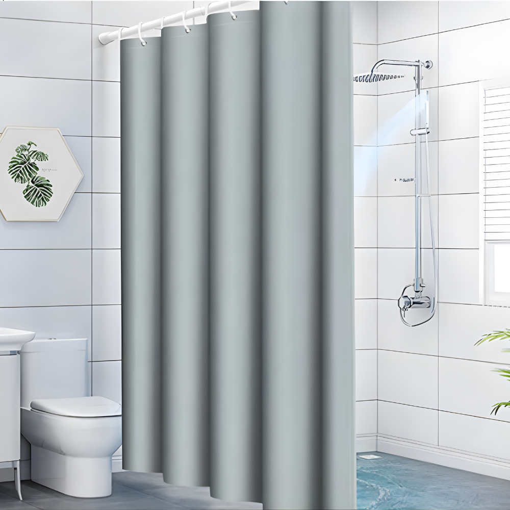 Шторка для ванной и душа с кольцами 180x180 см водостойкая, шторка для ванной комнаты с крючками,PEVA, однотонный серый Каменец-Подольский - изображение 1