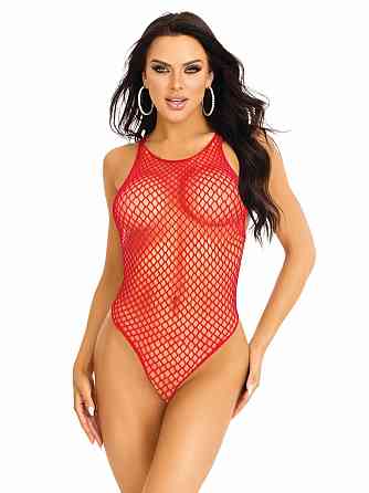 Боди-сетка Leg Avenue Net snap crotch tank bodysuit Red, One Size Sex Aura Киев