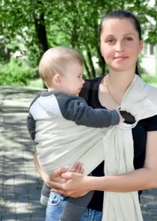 Слінг з кільцями для новонароджених малюків з народження до 36 місяців Coolbabka Бежевий Кривий Ріг