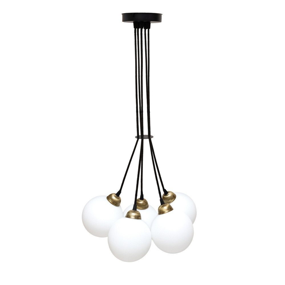 Светильник подвесной MSK Electric Luna на пять плафонов шаров под лампы Е27 черный PL 202611-5R BK Одесса - изображение 2