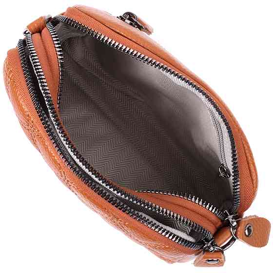 Стильна жіноча сумка прошита ромбами на лицьовій стороні з натуральної шкіри Рудий (Vintage) Київ