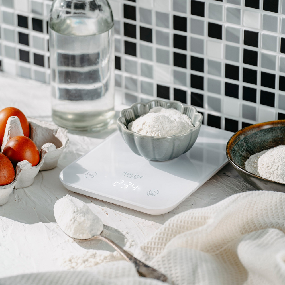 Ваги кухонні Adler AD 3181 white електронні/ 10кг/ г; кг, фунт/ 2хААА/ автовимкнення/ скло Винница - изображение 5
