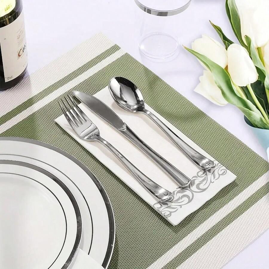 Набор пластиковых столовых приборов 18 шт качественных (ножи,вилки, ложки).Многоразовая посуда, серебристые Каменец-Подольский - изображение 6