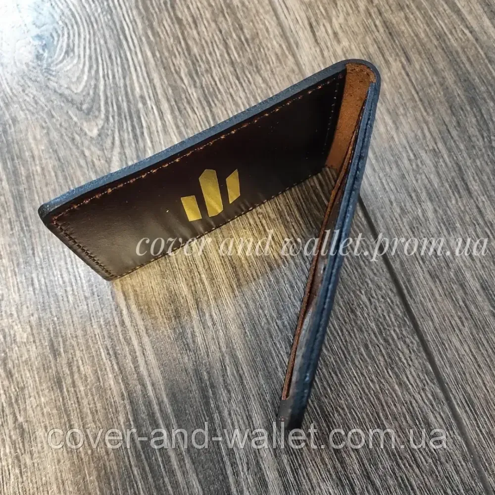 Шкіряна обкладинка на посвідчення ДБР бордового кольору (тиснення золотом) PS Київ - фото 5