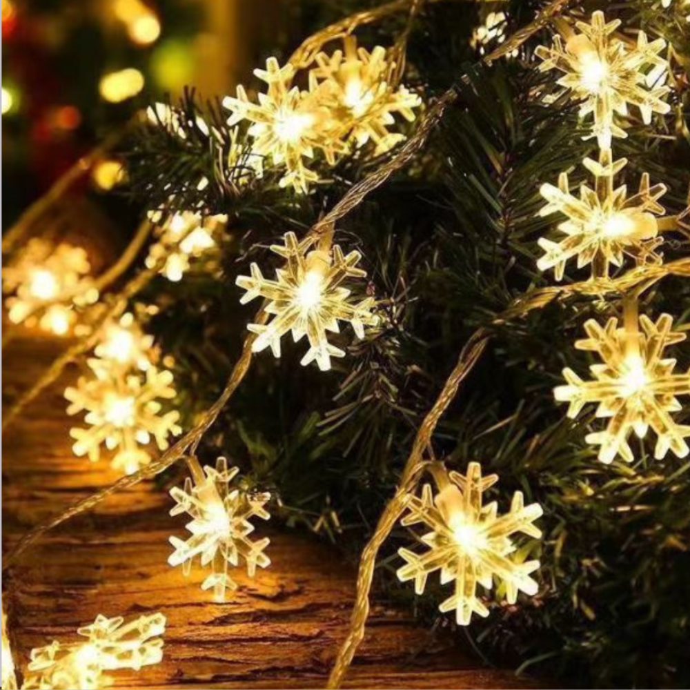 Светодиодная Гирлянда Снежинки 1.5 м 10 лампочек для декора, оформления подарков и рождественских инсталляций Одесса - изображение 1