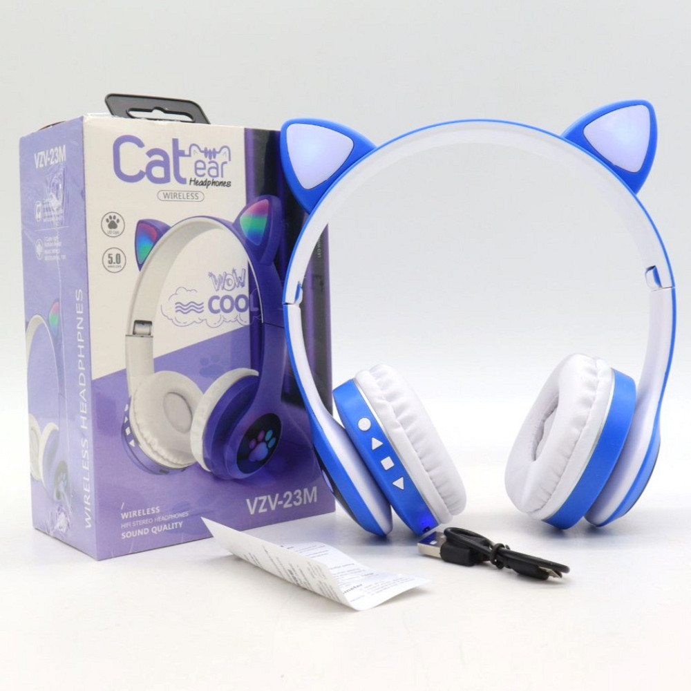 Бездротові навушники з котячими вушками, VZV-23M, Сині / Дитячі Bluetooth навушники з мікрофоном Київ - фото 10